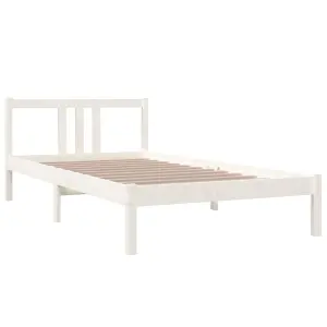 Berkfield Bed Frame White Solid Wood 100x200 cm