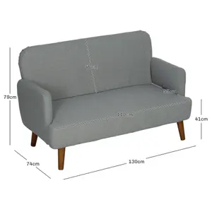 HOMCOM 2 Seater Sofa with 21cm Thick Padding and Wood Legs, Grey