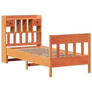 Berkfield Bed Frame without Mattress Wax Brown 75x190 cm Small Single Solid Wood Pine