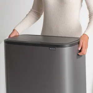 Bo Touch Bin, 60 litre, with 1 inner Plastic Bucket Platinum