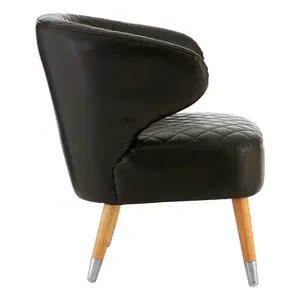 Interiors By Premier Elegant Design Black Faux Leather Wingback Armchair, Mid Century Comfortable Armchair For Livingroom