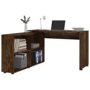 Berkfield Corner Desk Smoked Oak Engineered Wood