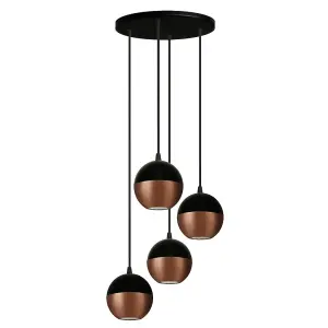 Luminosa Midway Cluster Pendant Ceiling Light Black, Copper 30cm