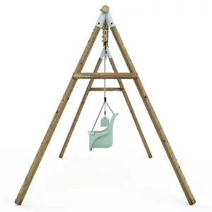 Limited Edition Rebo Wooden Garden Double Swing Sets - Luna - Pastel Green