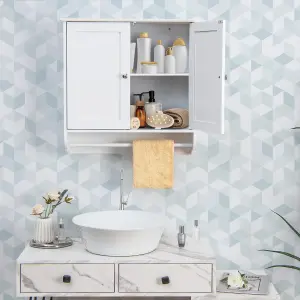 Costway Wall Mounted Bathroom Cabinet Hanging Medicine Cabinet w/ Towel Bar