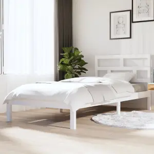 Berkfield Bed Frame White Solid Wood Pine 90x200 cm