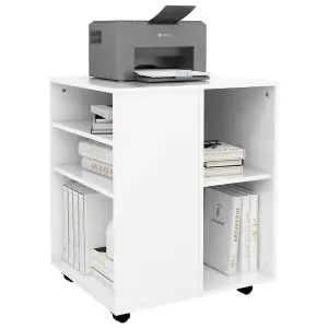 Berkfield Rolling Cabinet High Gloss White 60x53x72 cm Engineered Wood