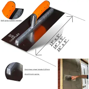 Plastering Trowel 14" Skimflex 007 Finishing Soft Grip Plasterers Skim Blade Stainless steel Skimming Rendering tools