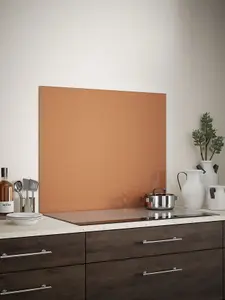 Copper 6mm Glass Self-Adhesive Kitchen Splashback 900mm x 750mm Easy To Apply