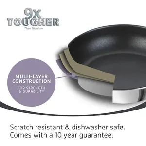 Prestige 9 X Tougher Silver Round Stainless Steel Induction Suitable Dishwasher Safe Frying Pan Set Triple Pack