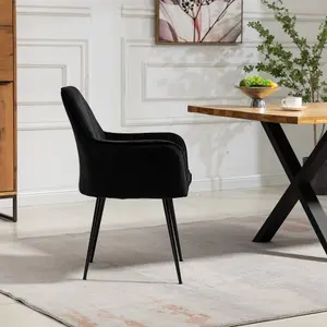 Carrara Velvet Dining Chairs - Set of 2 - Black