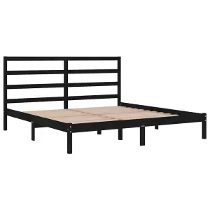 Berkfield Bed Frame Black Solid Wood Pine 200x200 cm