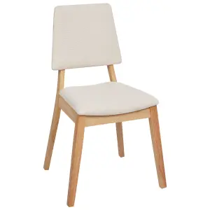 Set of 2 Dining Chairs MERRILL Rubberwood Light Beige