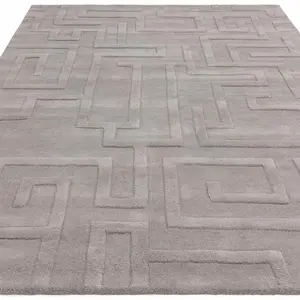 Handmade Modern Silver Abstract Wool Easy to Clean Rug for Living Room & Bedroom-160cm X 230cm