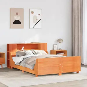 Berkfield Bed Frame without Mattress Wax Brown 140x200 cm Solid Wood Pine