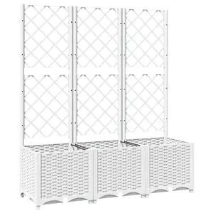 Berkfield Garden Planter with Trellis White 120x40x136 cm PP