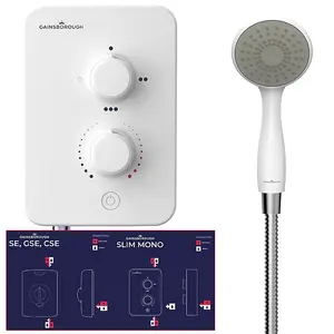 Gainsborough SE 9.5kw Electric Shower White Chrome Slim Mono Replacement Shower