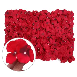 Artificial Flower Wall Backdrop Panel, 60cm x 40cm, Dark Red