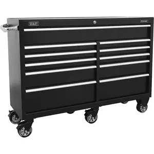 11 Drawer Black Portable Tool Chest with Locking System and Heavy-Duty Design