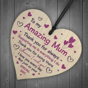 Mothers Day Hanging Gift For Mum Wood Heart Birthday Gift For Mum From Daughter Son