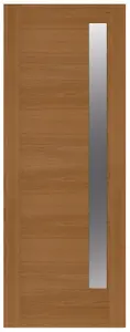 Frosted Glazed Wooden White oak veneer External Front door, (H)1981mm (W)762mm