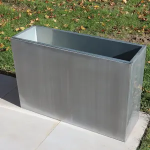 90cm Long Zinc Galvanised Brushed Silver 60cm Tall Trough Planter