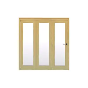 Geom 1 Lite Clear Glazed Oak Internal Bi-fold Door set, (H)2060mm (W)2132mm