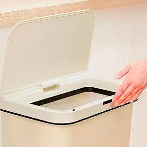 50L Rectangular Sensor Bin Cream