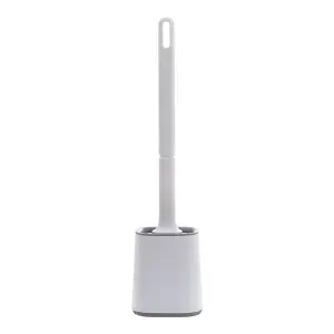 Livingandhome White Flexible Silicone Toilet Brush and Holder