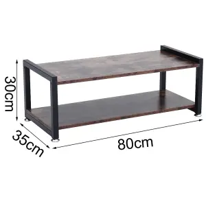 2 Tiers 80 cm W x 35 cm D x 30 cm H Wooden Shoe Rack Storage Shelf