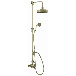 ENKI Downton Antique Brass 2-Outlet Brass Thermostatic Shower Set 200mm