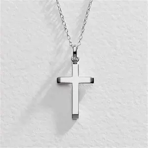 Revere Sterling Silver Plain Cross Pendant Necklace