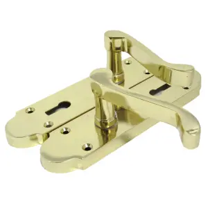 Epsom Door Handle Lock Victorian Scroll Lever - Brass Pack