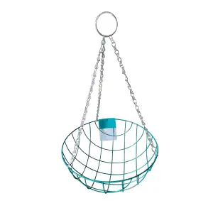 Panacea Classic design Teal Round Wire Hanging basket, 35cm