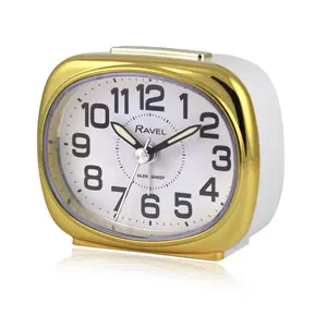 Analogue Quartz Movement / Crystal Alarm Tabletop Clock White/Gold