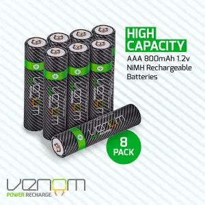 Venom High Capacity Rechargeable AA / AAA Batteries (Includes 8 x AA plus 8 x AAA)