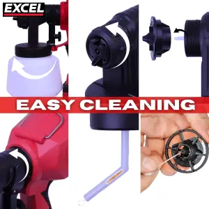 Excel 18V Cordless 1000ml Spray Gun with 1 x 4.0Ah Battery & Charger