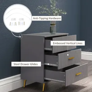 HOMCOM Bedroom Chest of Drawers, 3-Drawer Dresser with Aluminium Legs