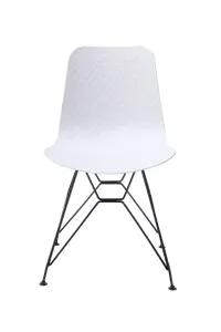 Set of 4pcs  textured white dining chairs with creative metal legs