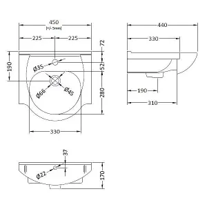 Gloss White 450mm Floor Standing 1-Door Vanity Unit & Round Basin with Round ChromeTap