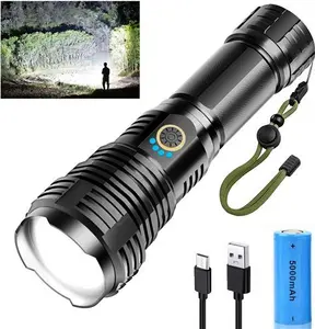 Rechargeable Torch, 500000 High Lumens Torches Led Super Bright, XHP70.2 Powerful Torch With Zoomable, 5 Modes Zoomable IPX7 Waterproof Bright Torch