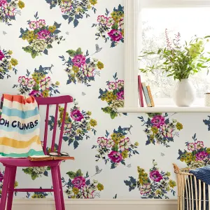 Joules Crème Cambridge floral Smooth Wallpaper Sample