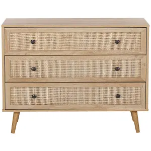 Rattan 3 Drawer Chest Light Wood PONCA