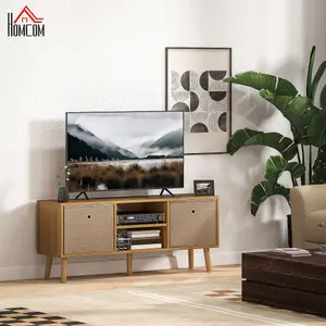 HOMCOM Modern TV Cabinet Stand w/ Shelves & Drawers, Bedroom Brown