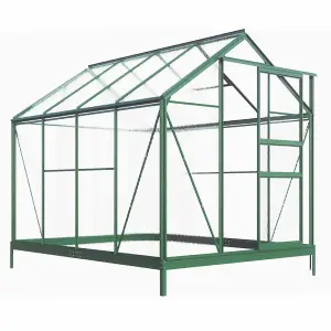 Polycarbonate Greenhouse Large Walk-in Garden Growhouse, Sliding Door & Twin Wall Panels with Steel Base 6x8 (Standard Green)