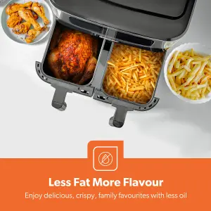 Geepas 9 Litre Dual Basket Air Fryer Digital with LED Timer & Temperature Touchscreen