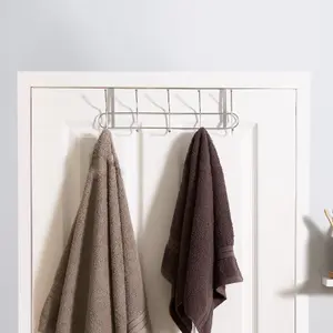 Over Door 10 Hook Hanging Storage Coat Jacket Towel Rack Closet Organiser Silver