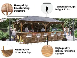 Garden Bar Wooden Outdoor Bar Gazebo Full Length Counter 6m x 3m Leviathan