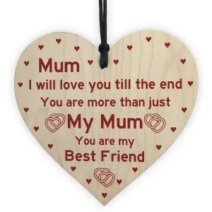 Mum Best Friend Gift Wooden Heart Birthday Mothers Day Gift For Mum From Daughter Son