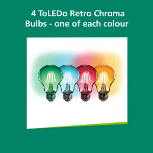 Sylvania ToLEDo Retro Chroma Green, Blue, Red, Orange E27 4W LED Bulbs for Festoon String Lights